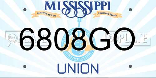 6808GO Mississippi License Plate