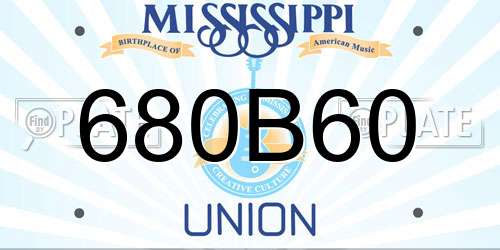 680B60 Mississippi License Plate