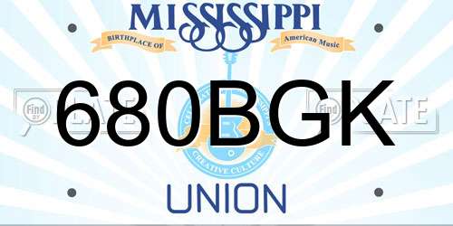 680BGK Mississippi License Plate