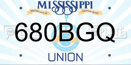 680BGQ Mississippi License Plate