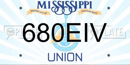 680EIV Mississippi License Plate