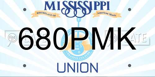 680PMK Mississippi License Plate