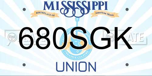680SGK Mississippi License Plate