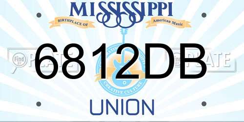 6812DB Mississippi License Plate