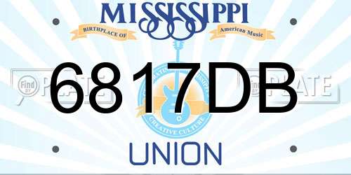 6817DB Mississippi License Plate