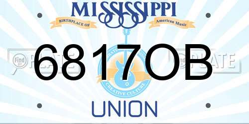 6817OB Mississippi License Plate