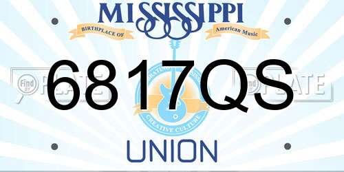 6817QS Mississippi License Plate