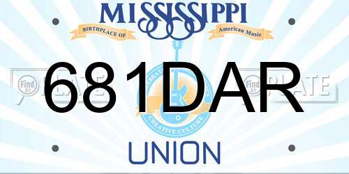 681DAR Mississippi License Plate