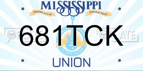 681TCK Mississippi License Plate