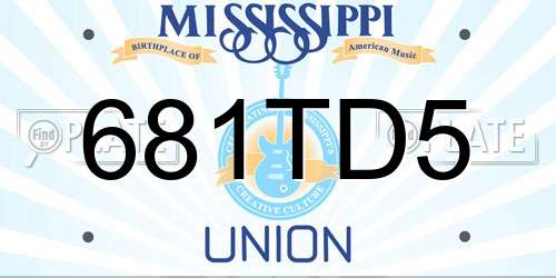 681TD5 Mississippi License Plate