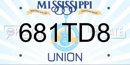 681TD8 Mississippi License Plate