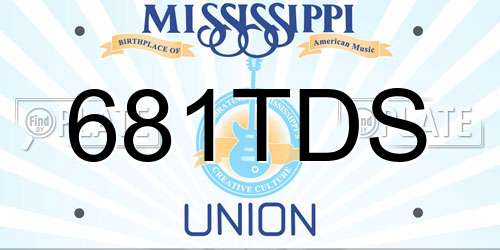681TDS Mississippi License Plate