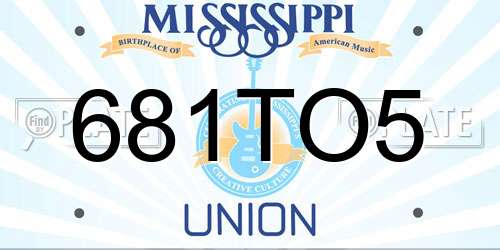 681TO5 Mississippi License Plate