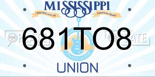 681TO8 Mississippi License Plate