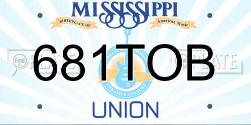 681TOB Mississippi License Plate