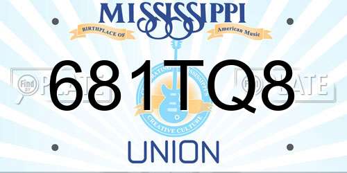 681TQ8 Mississippi License Plate