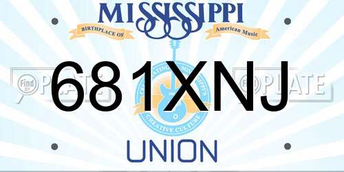 681XNJ Mississippi License Plate