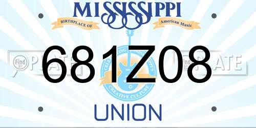 681Z08 Mississippi License Plate