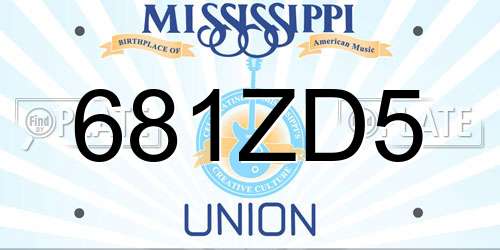 681ZD5 Mississippi License Plate