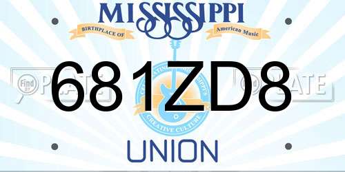 681ZD8 Mississippi License Plate