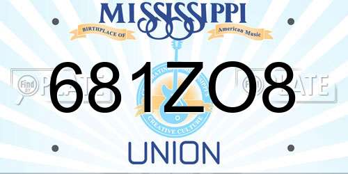 681ZO8 Mississippi License Plate