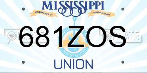 681ZOS Mississippi License Plate
