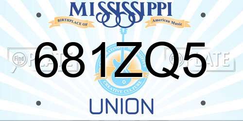 681ZQ5 Mississippi License Plate