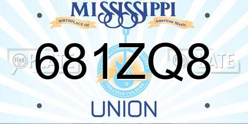 681ZQ8 Mississippi License Plate