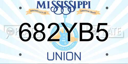 682YB5 Mississippi License Plate