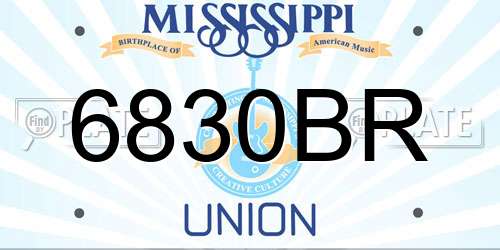 6830BR Mississippi License Plate