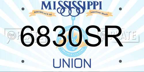6830SR Mississippi License Plate
