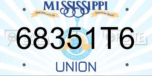 68351T6 Mississippi License Plate