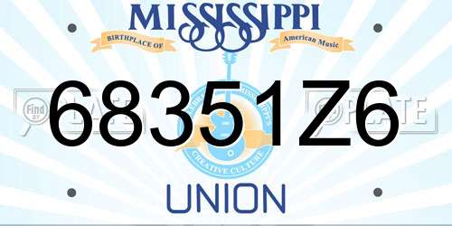 68351Z6 Mississippi License Plate