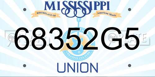 68352G5 Mississippi License Plate