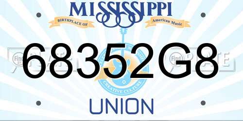 68352G8 Mississippi License Plate