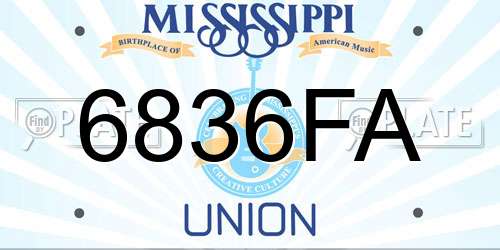 6836FA Mississippi License Plate
