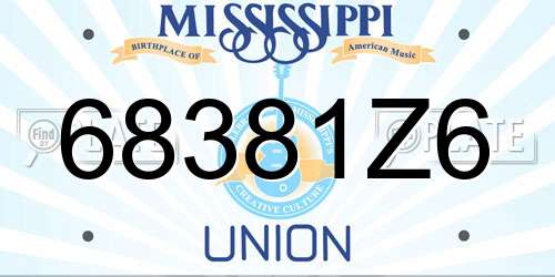 68381Z6 Mississippi License Plate