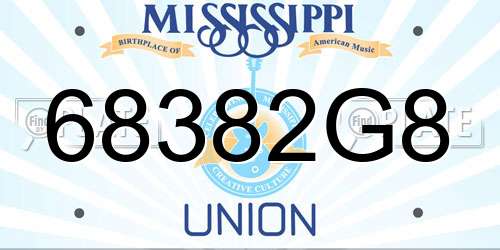 68382G8 Mississippi License Plate