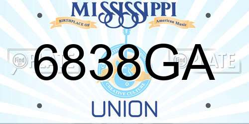 6838GA Mississippi License Plate