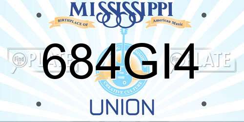 684GI4 Mississippi License Plate