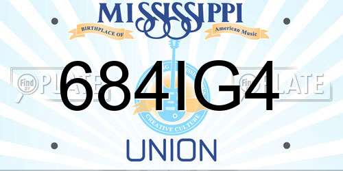 684IG4 Mississippi License Plate