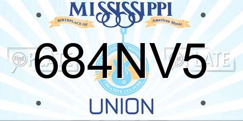 684NV5 Mississippi License Plate