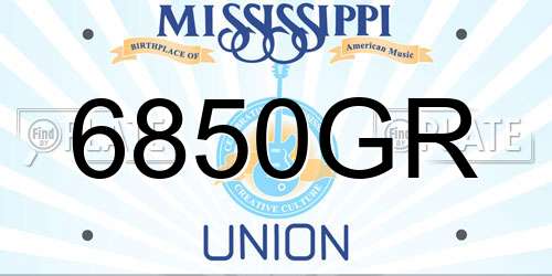 6850GR Mississippi License Plate