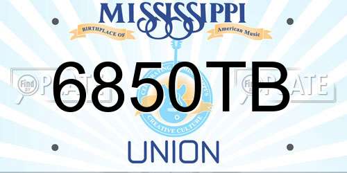 6850TB Mississippi License Plate