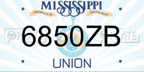 6850ZB Mississippi License Plate