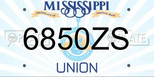 6850ZS Mississippi License Plate