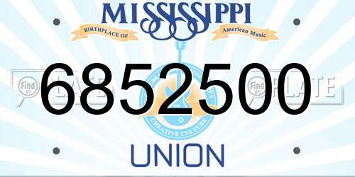 6852500 Mississippi License Plate