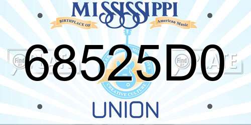 68525D0 Mississippi License Plate
