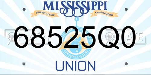 68525Q0 Mississippi License Plate