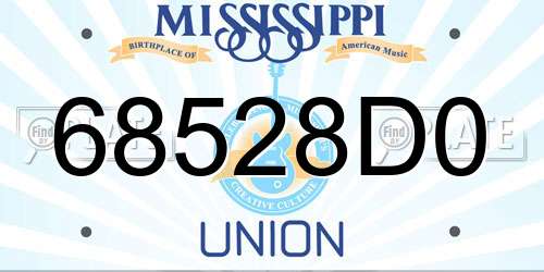 68528D0 Mississippi License Plate